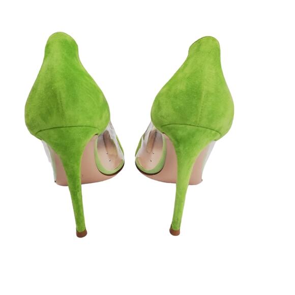 Gianvito Rossi Ribbon D Gianvito Rossi Plexi 105 Lime Green Suede and PVC D\'Orsay Pumps (EUR 38)